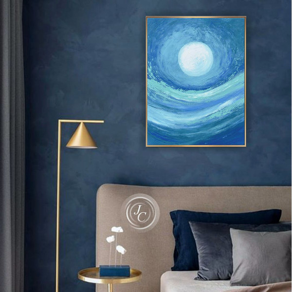 blue-bedroom-decor-abstract-oil-painting-on-canvas-moonlit-night-art