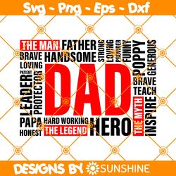 Dad Word Art Svg, Fathers Day Svg, Dad Svg, Dad The Man The Myth The Legend Svg, Patriot Svg, File For Cricut