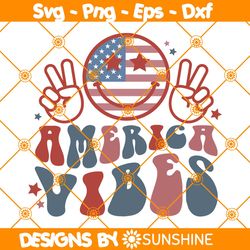 America Vibes SVG, American Smiley Face Svg, Retro 4th of July svg ,Fourth Of July svg ,America Patriotic svg