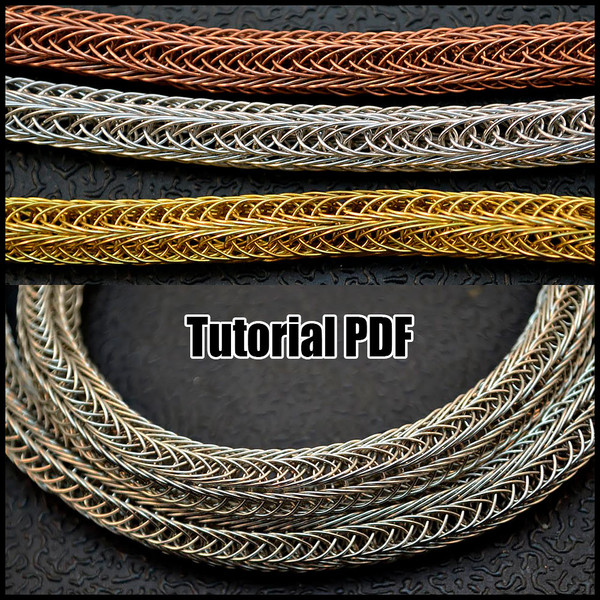 Wire wrapped step by step Viking Knit jewelry tutorial PDF