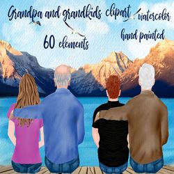 grandpa clipart: "father's day clipart" oldman clipart older man graphics father with kids grandfather clipart father's