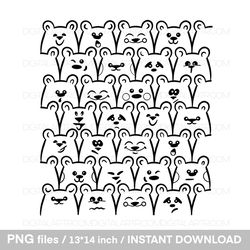 Linear drawing of cute cubs Png file Sublimation design Clipart