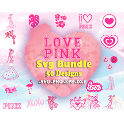 50 files love pink svg bundle