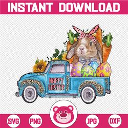 happy easter truck with bunny eggs and carrot png, hand drawing rabbit png, rabbit png, truck with bunny png, easter tru