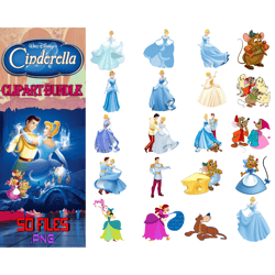 50 files cinderella png clipart bundle