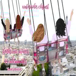 best friends clipart: "girls trip clipart" girls on swing besties clipart besties mug designs planner girl best girlfrie