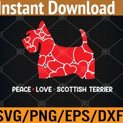 peace love scottish terrier svg, eps, png, dxf, digital download