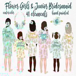 flower girl clipart: "junior bridesmaid" wedding robes clipart wedding clipart little girls clipart diy invite wedding f