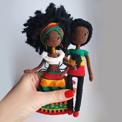 2 Patterns African Dolls, Pattern Couple doll, set of 2 patterns