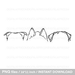 Dog ears Linear drawing 1 Png file Sublimation design Clipart