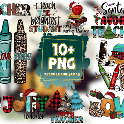 10 files teacher christmas png bundle, christmas png, school png, teacher png, santa png, love school png, jolly png