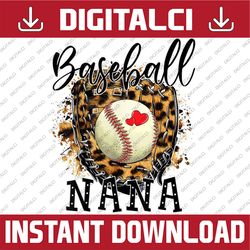 baseball nana leopard baseball lovers family mother's day happy mother's day png sublimation design