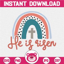 he is risen svg, easter rainbow svg, cross svg, leopard rainbow svg, faith, jesus, heart silhouette png eps dxf vinyl de