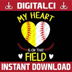 My Heart is on That Field Baseball Mother's Day Happy Mother's Day PNG Sublimation Design