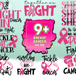 9 files breast cancer bundle svg sublimation, breast cancer svg, cancer fight svg