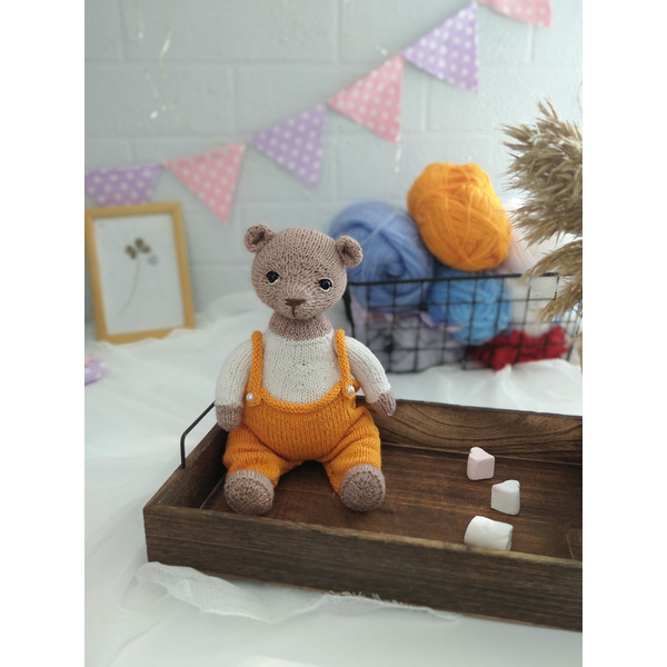 Boy Bear Toy Knitting Pattern. In the round. Knitted Boy Teddy Bear. 24cm Bear.jpg