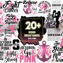 20 files design breast cancer svg png bundle, breast cancer svg, cancer svg, cancer awareness svg, cancer fight svg