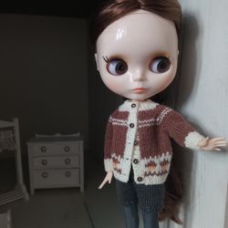 Cute  jacket for Blythe, knitted clothes for blythe