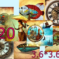 scrapbooking card set - marine steampunk -1
