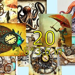 scrapbooking card set - marine steampunk -2