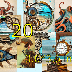 scrapbooking card set - marine steampunk -3