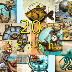 scrapbooking card set - marine steampunk -8