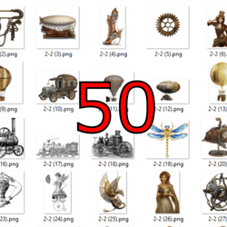 Set of digital elements for scrapbooking - Steampunk, 50 PNG elements -2