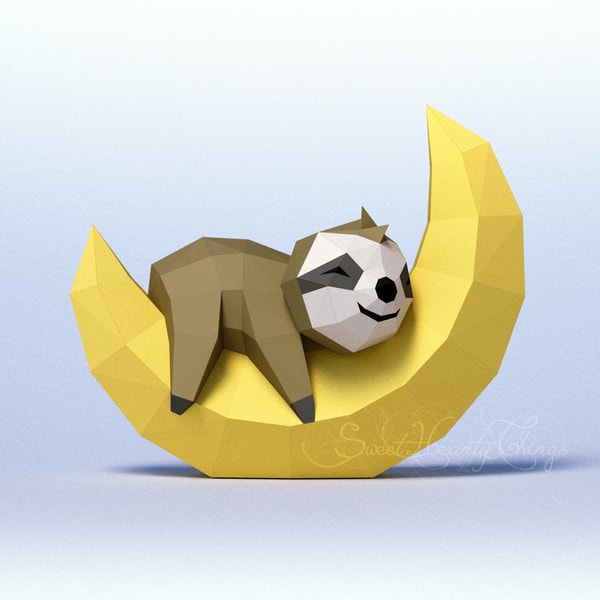 3d Papercraft Little Sloth On The Moon PDF SVG DXF Templates | Inspire ...