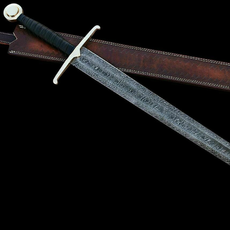 Custom handmade hand forged damascus steel viking cambat sword near me in alaskajpg