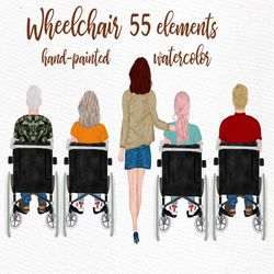 wheelchair clipart: "portrait creator" people clipart disability clipart couple clipart watercolor people special needs