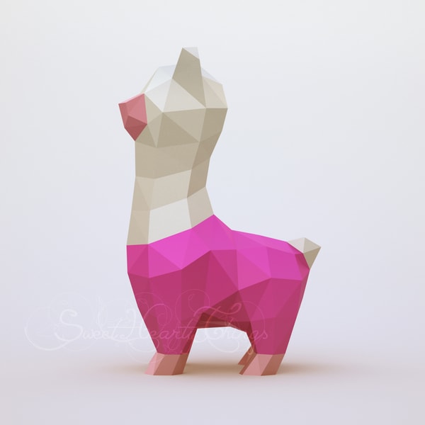 3d Papercraft Little Alpaca PDF DXF Templates | Inspire Uplift
