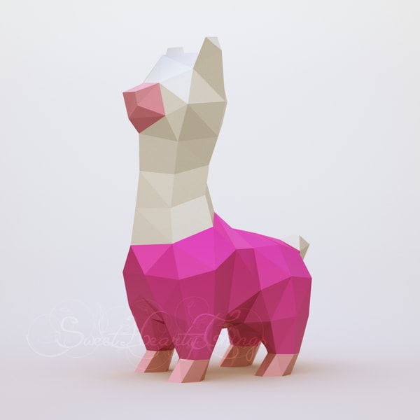 3d Papercraft Little Alpaca PDF DXF Templates | Inspire Uplift