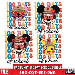 bad bunny 100 day school bundle svg, svg eps png dxf , for cricut, silhouette, digital download, file cut