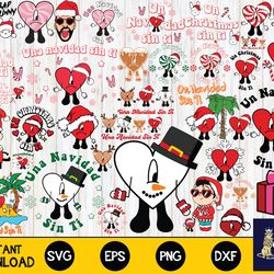 160 file Christmas Bad Bunny Svg, Xmas 20222 Bad Bunny digital designs, dxf svg eps png, for Cricut, Silhouette, digital