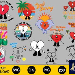 bad bunny svg baby benito svg un verano sin ti layered valentines svg mega bundle svg eps png, for cricut, silhouette, d