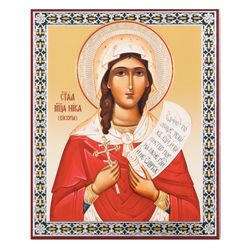 St. Viktoria (Nika) of Corinth, orthodox icon, handmade, original artwork, religious art | Size: 5 1/4"x4 1/2"