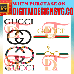 Logo Gucci Bundle Svg, Fashion Brand Svg, Silhouette Svg Files