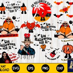 bad bunny halloween bundle svg, mega bundle un halloween sin ti svg, for cricut, silhouette, digital, file cut
