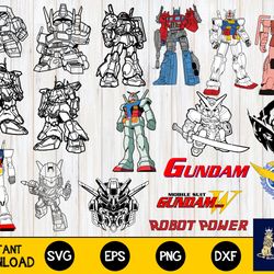 bundle gundam svg ,gundam svg eps dxf png, bundle gundam for cricut, silhouette, digital, file cut