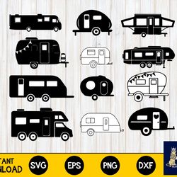camper bundle svg, camping svg eps png, for cricut, silhouette, digital, file cut