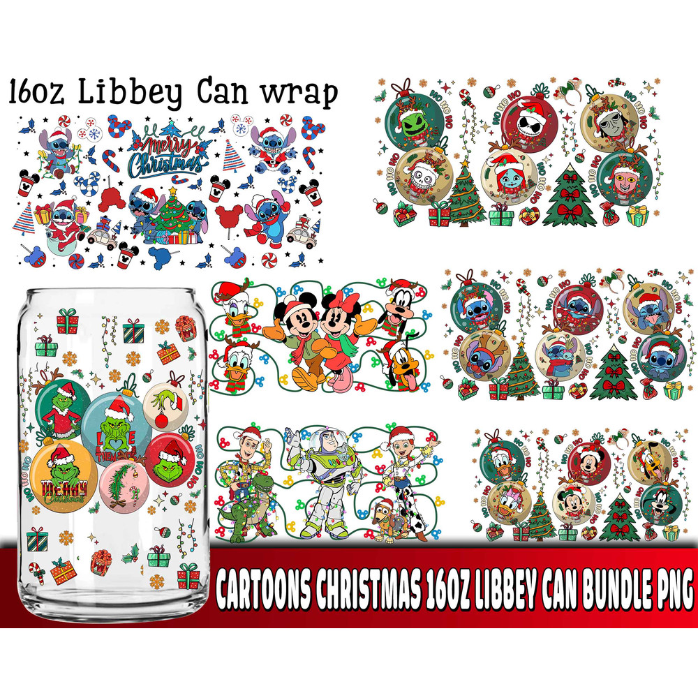 Cartoons Christmas 16oz Libbey Can bundle PNG.jpg