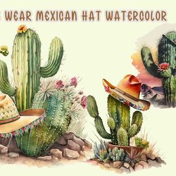Cactus Wear Mexican Hat Watercolor