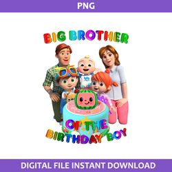 big brother of the birthday boy png, cocomelon birthday png, cocomelon family png digital file