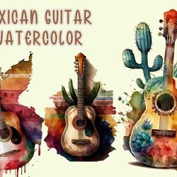 mexican guitar watercolor