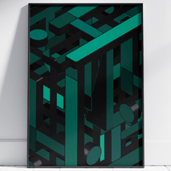 Geometric Building Wall Art  Abstract Geometric Painting by Stainles