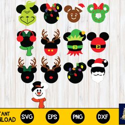 mickey bundle christmas svg, 13 file mickey svg eps png, for cricut, silhouette, digital, file cut