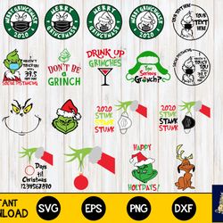 20 file Grinch svg eps png, Grinch Bundle Christmas svg, for Cricut, Silhouette, digital, file cut