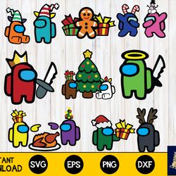 among us bundle christmas svg, among us svg eps png, for cricut, silhouette, digital, file cut