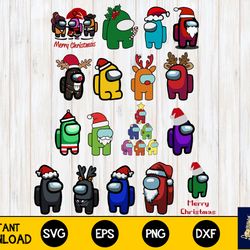 17 file among us svg eps png, among us bundle christmas svg, for cricut, silhouette, digital, file cut