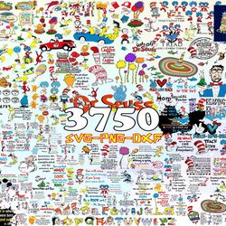 3750 files dr seuss svg eps png, dr seuss bundle svg, for cricut, silhouette, digital, file cut